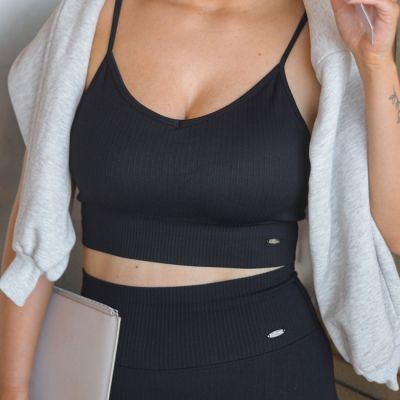 Everyday Ribbed Sporttop Sort