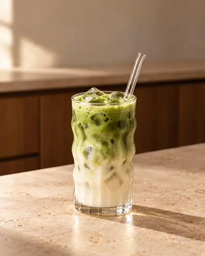Iced matcha med kollagen