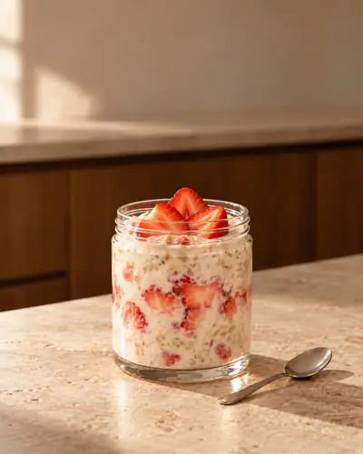 Overnight oats med jordgubbar